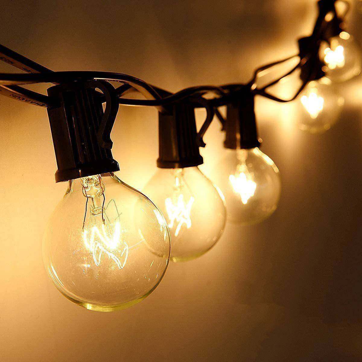 工璃厂直销英规G40户外庭院灯串透明玻暖光钨丝圆5NMO球50FT灯0灯