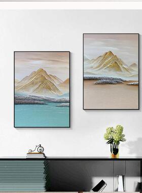 手绘油画背靠饰金肌理画客厅装画抽象山风玄景关过VLQ道入户山水