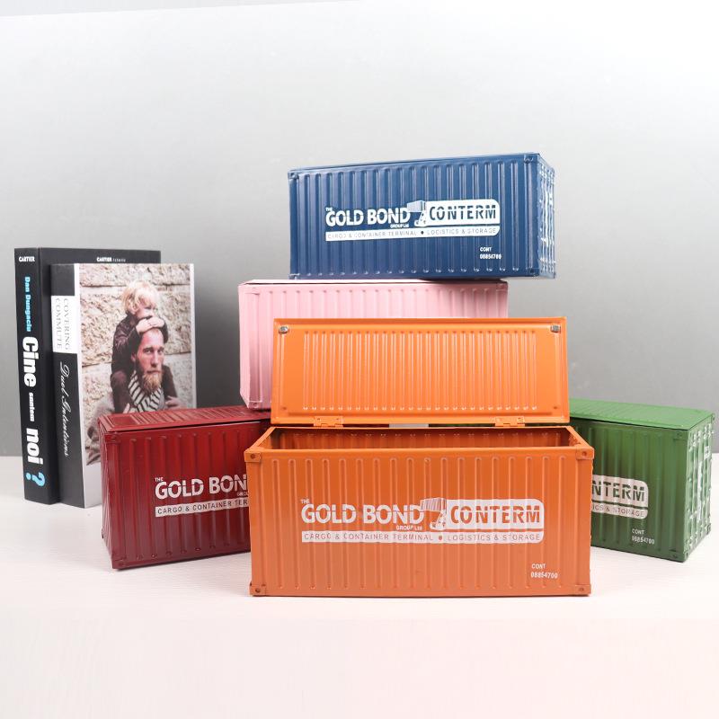 仿真集装箱收纳盒铁工皮手艺品桌创面橱柜盒窗子装饰品1028房间意