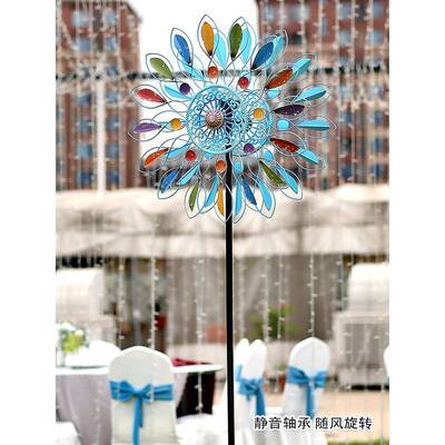 户花园铁艺风车旋转摆庭院别墅露台装F77S8MHJ饰布置外造景七彩太