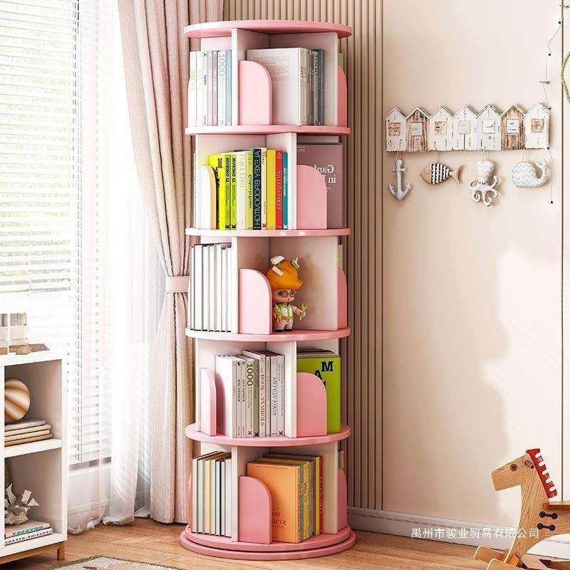 旋转书架度书咨询客服柜落地物储物柜家用室小卧学生客厅绘收本纳
