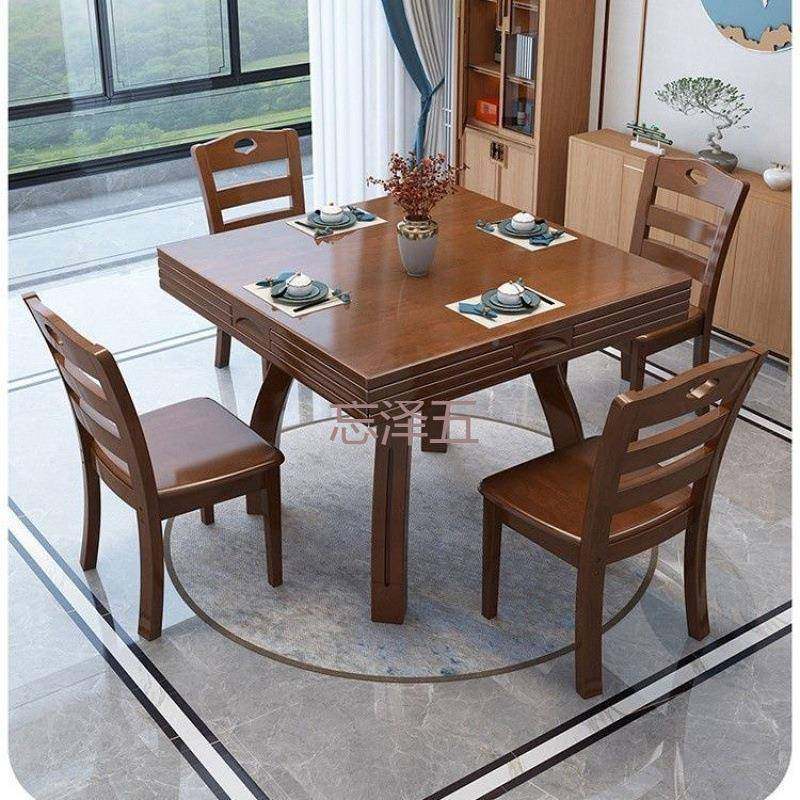 P桌CGS725实木桌方桌餐变圆桌圆形小户型家用正方餐家用形圆形餐