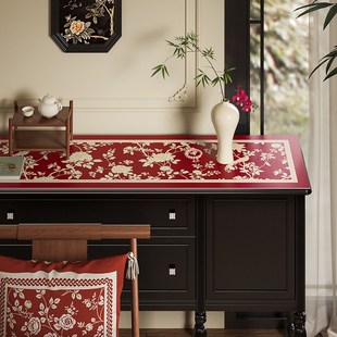 锦鸣枝氛围感电视柜桌布进门玄关柜皮革保护桌垫红色喜庆餐边柜垫