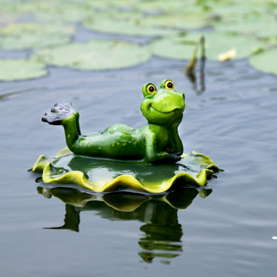花园装饰庭院水景鱼池鱼缸水池造景仿真动物浮水青蛙树脂漂浮摆件