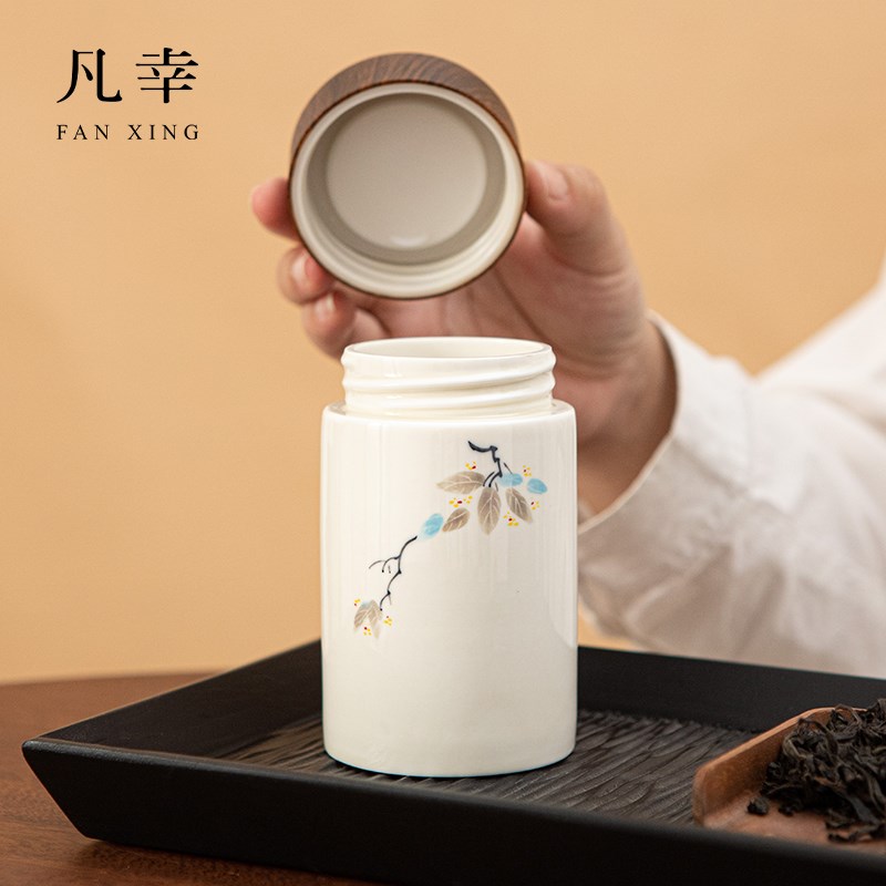 手绘中式茶叶罐陶瓷精品高档密封高级感绿茶红茶空储茶罐高端女士