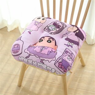 可爱卡通毛绒冬季加厚椅垫办公室坐垫学生座椅垫防滑有绑带坐垫