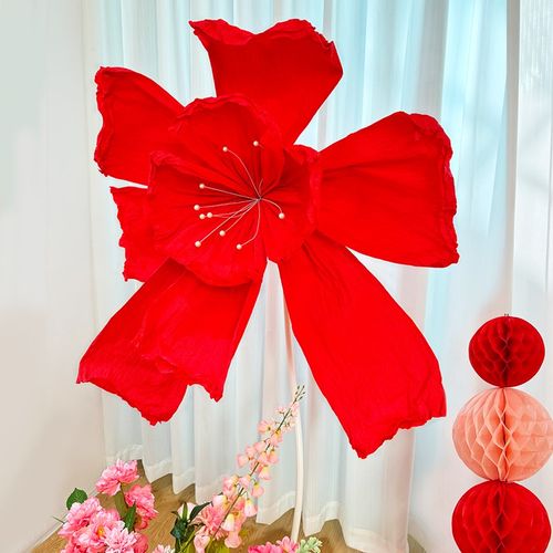有爱喜事结婚装饰纸鸢花立柱超大褶皱纸花路引喜字婚房布置客厅