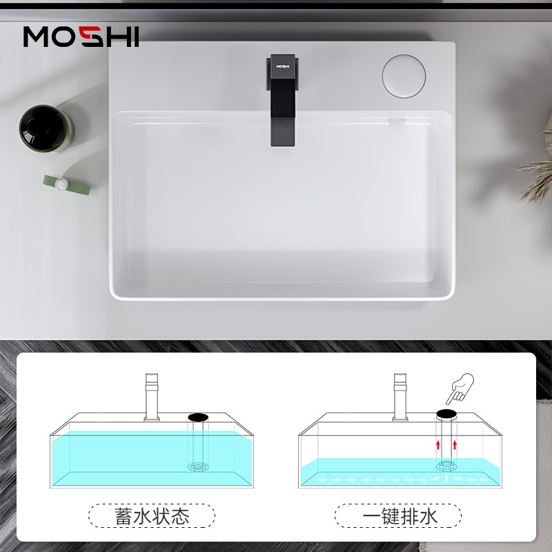 摩狮台控侧边下水台上盆带搓衣板后排水洗脸盆家用卫生间洗手单盆