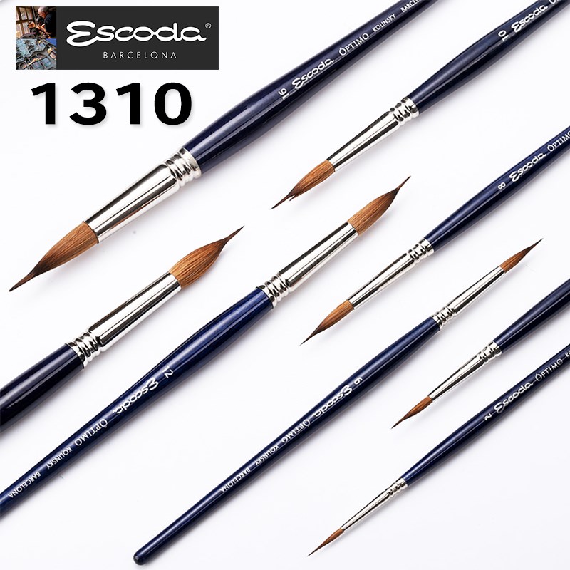 西班牙笔皇Escod长尖峰貂毛水彩油画拉线笔10圆尖峰长峰勾线笔