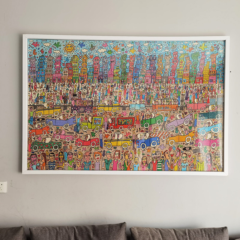 5000片画框立体相框悬浮实木框架拼图框复古挂墙送胶水配有机玻璃