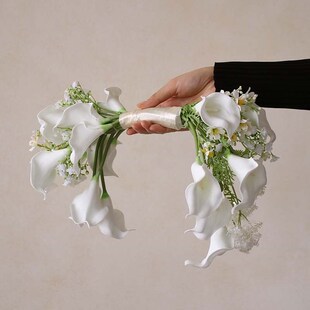 仿真花白色马蹄莲 新娘婚礼拍照把束领证花 假花影楼结婚拍照道具