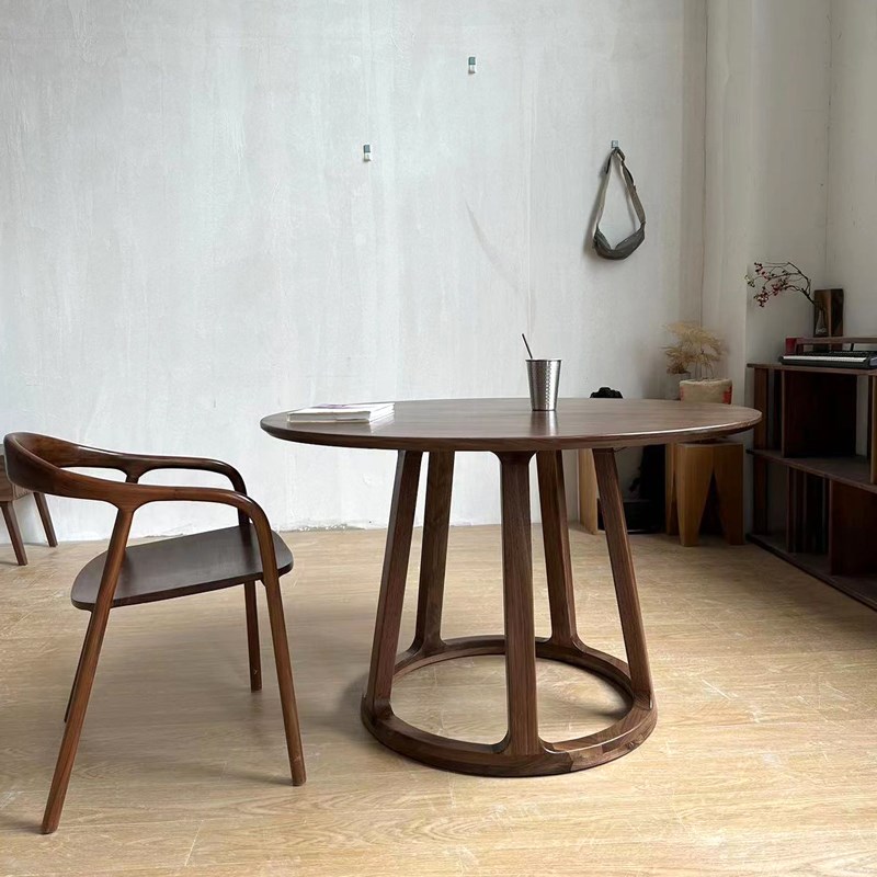 北美黑胡桃木纯实木圆桌面板餐桌台面单用桌板原木圆形可折叠