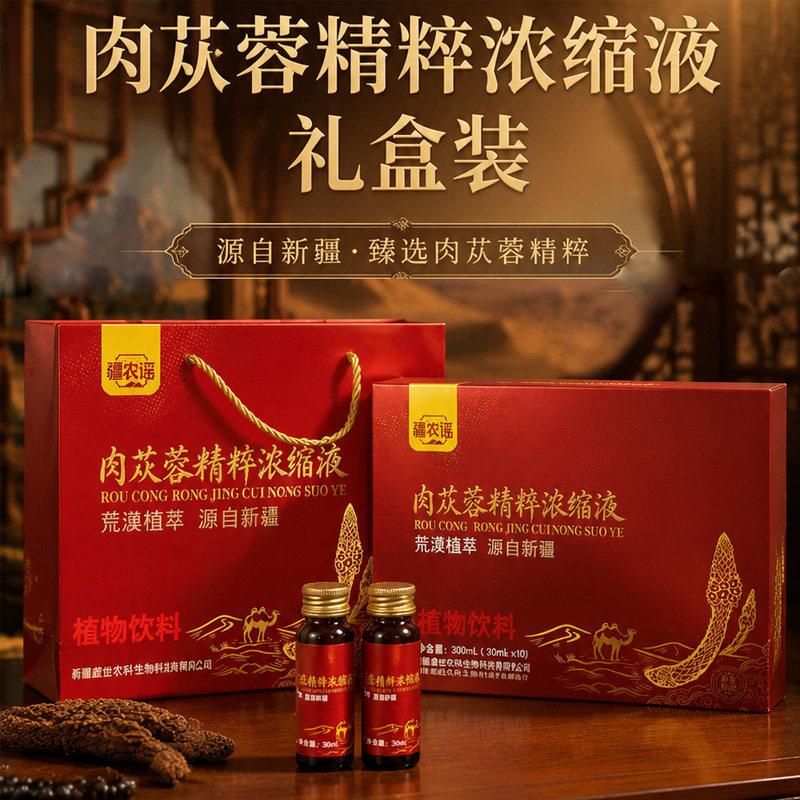 新疆肉苁蓉荒漠精萃浓缩液正品特产口服原液新鲜滋补原汁送礼盒装