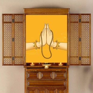 佛龛遮挡帘家用免打孔中式定制门帘书房佛帘挡灰布帘隔断帘半挂帘