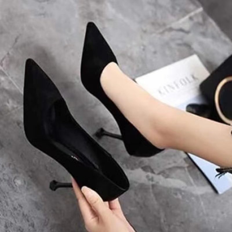 黑色跟鞋女细跟2023年新款春秋职业面试鞋软底上班礼仪鞋,女鞋,浅口单鞋,淘宝优惠券,粉丝福利购,淘宝优惠卷