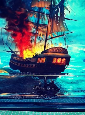 黑珍珠号漂流瓶游轮游体漂流瓶桌面永不沉没的小船桌面内摆件礼物