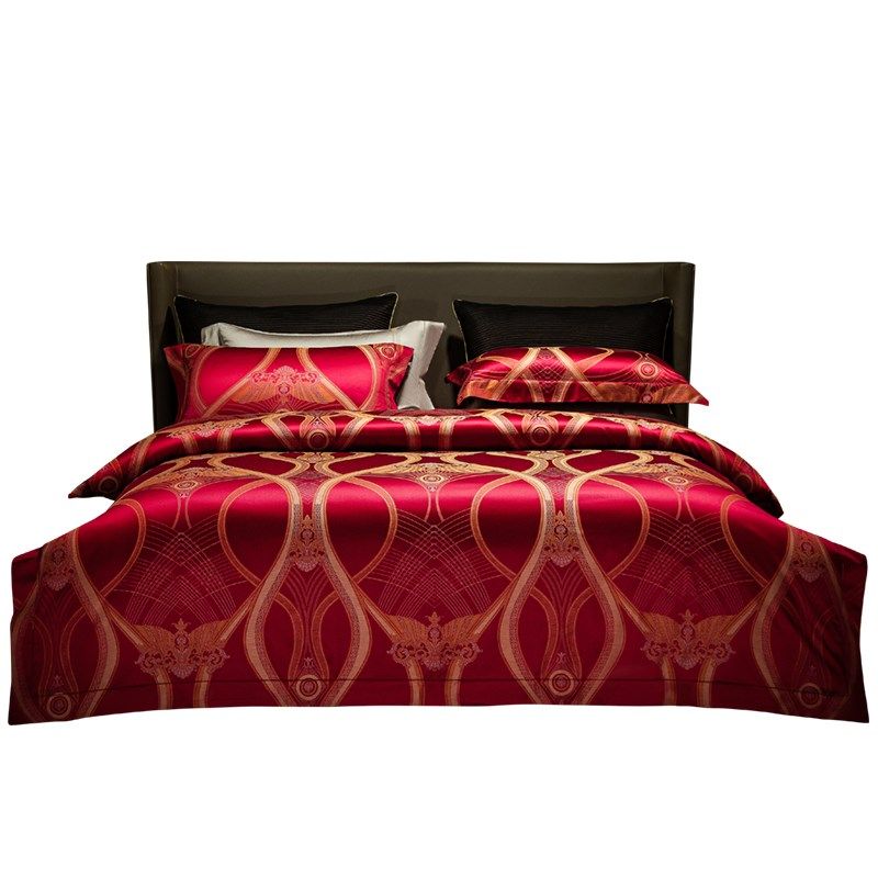 高端140s支纯棉色织提花四件套全棉被套轻奢风长绒棉欧式床上用品,床上用品,床品套件/四件套/多件套,淘宝优惠券,粉丝福利购,淘宝优惠卷