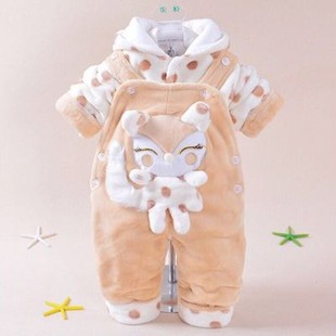 男童装婴儿4-5-6个月秋冬装0-1-2岁女宝宝背带裤婴幼儿童棉衣套装