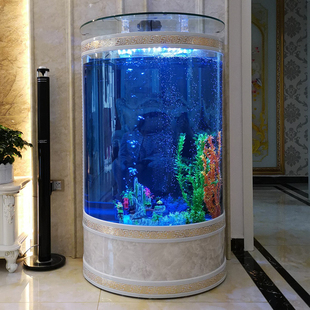 创海鱼缸客厅家用中大型欧式落地半圆柱形水族箱免换水生态金鱼缸