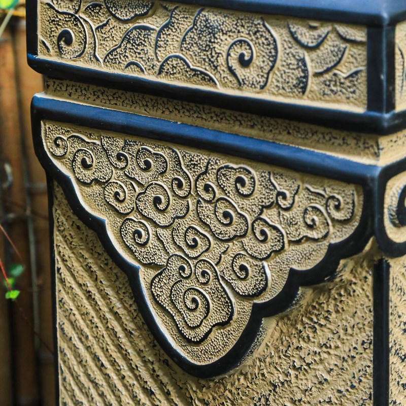 新中式祥云展示柱室内装饰仿石摆件客厅落地柱子花园阳台花盆底座