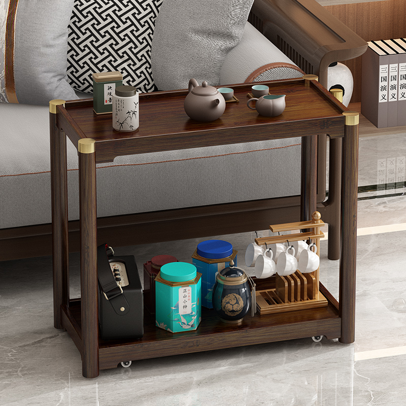 可移动边几带轮多功能沙发侧边柜轻奢客厅小推车楠竹小户型置物架