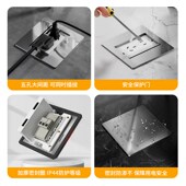 不锈钢隐形地插单开门隐藏式 五孔网络地面插座 防水地插座嵌入式