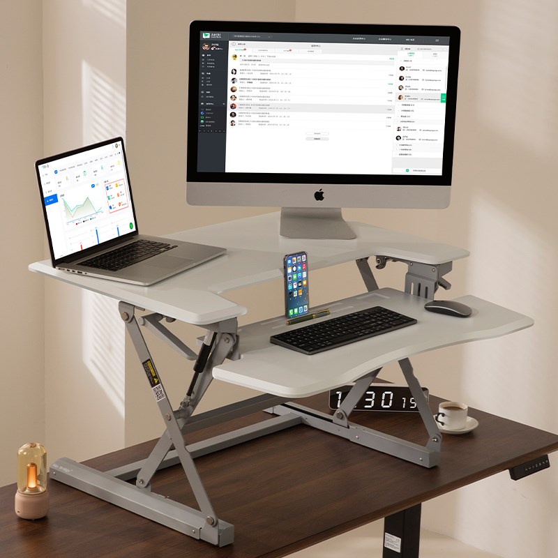 电脑升降桌站立式办公工作台显示器升降支架台式笔记本电动桌面
