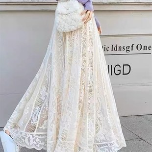 旗袍内搭衬裙蕾丝网纱半身裙松紧复古旗袍搭配打底遮胯显瘦长裙子