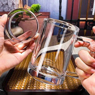 纯天然东海原矿水晶杯带把手泡茶杯办公会议水晶玻璃杯高端茶杯