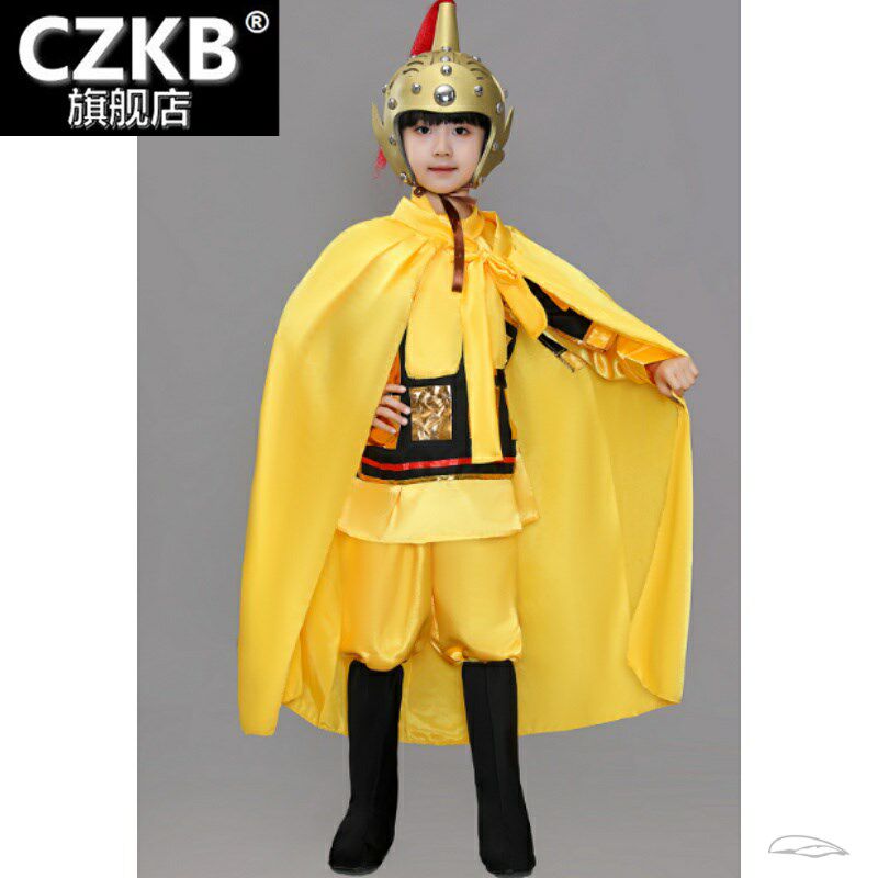 古代士兵儿童演出服装男女盔甲将军兵马俑古装花木兰戏曲表演兵服