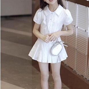 女童连衣裙2025新款夏季儿童洋气时髦衬衫裙子女孩夏装公主裙套装