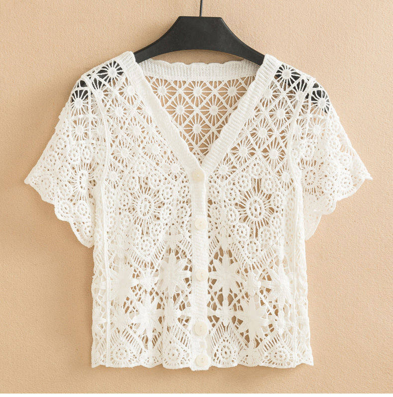 夏季短袖防晒衣女小披肩外套配裙子罩衫短款上衣外搭镂空针织开衫,女装/女士精品,短外套,淘宝优惠券,粉丝福利购,淘宝优惠卷