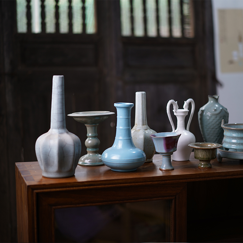 捡漏孤品汝窑哥窑陶瓷花器窑变柴烧花瓶摆件花盆花道中式插花器皿