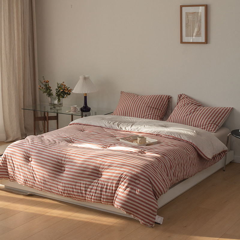 天竺棉冬被针织棉春秋被芯A类全棉单双人日式纯棉裸睡可机洗被子