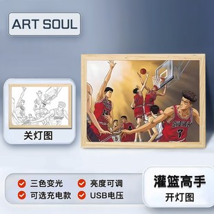 灌篮高手灯光画动漫樱木花道流川枫周边发光相框装饰摆台创意夜灯