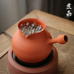 红泥一醉砂铫煮茶器陶罐 烧水壶煮白茶公道杯纯手工电陶炉玉书煨