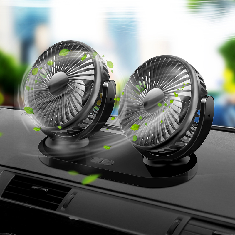 车载风扇双头汽车用降温小电风扇车内12v制冷强力大功率24v大货车