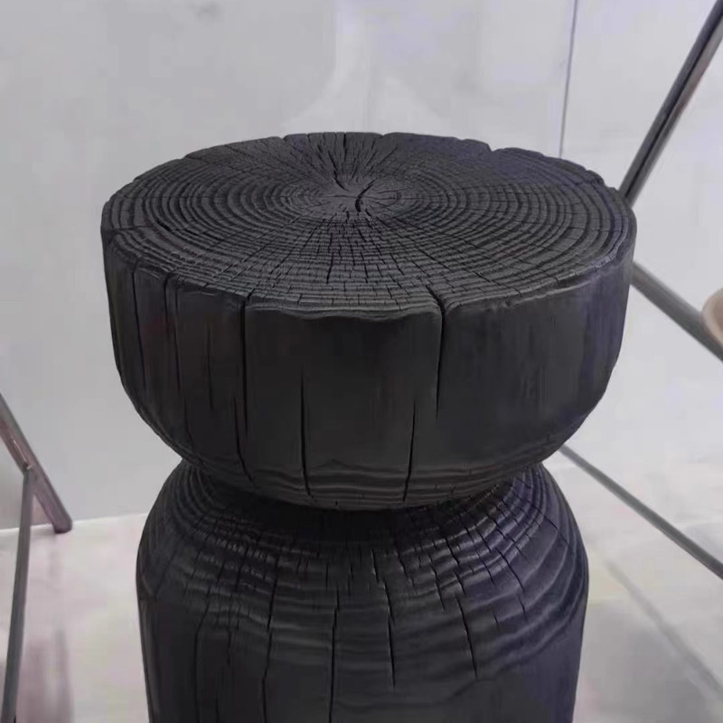侘寂风碳化木墩凳子客厅沙发边几民宿根雕摆件家用实木矮凳换鞋凳