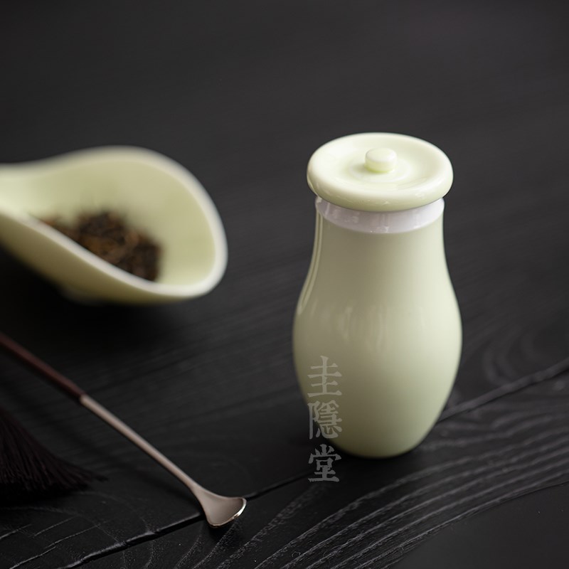 圭隐堂手工陶瓷茶叶罐家用迷你小号密封罐储茶罐蓄茶罐茶道零配件