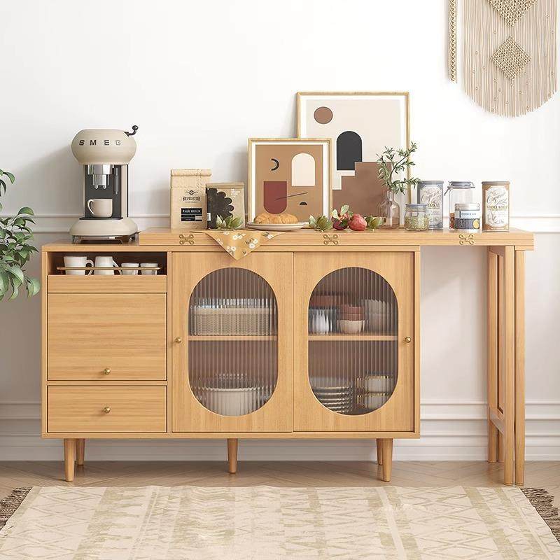 木折叠餐桌边柜一体日式小型餐家户用靠墙多功实能MP-13储物可伸