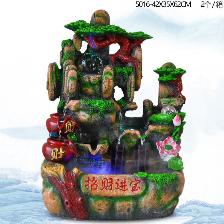 假山水鱼新奇特树脂+WXV玻璃鱼缸装饰品流喷泉室内水景缸件客厅摆