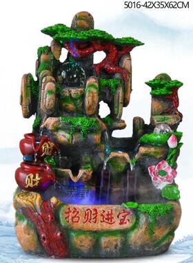 假山水鱼新奇特树脂+WXV玻璃鱼缸装饰品流喷泉室内水景缸件客厅摆