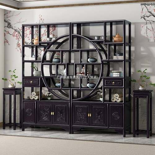 博架茶玄具ZJI架关展示柜木多宝阁新中式屏风古隔断客厅实茶室置