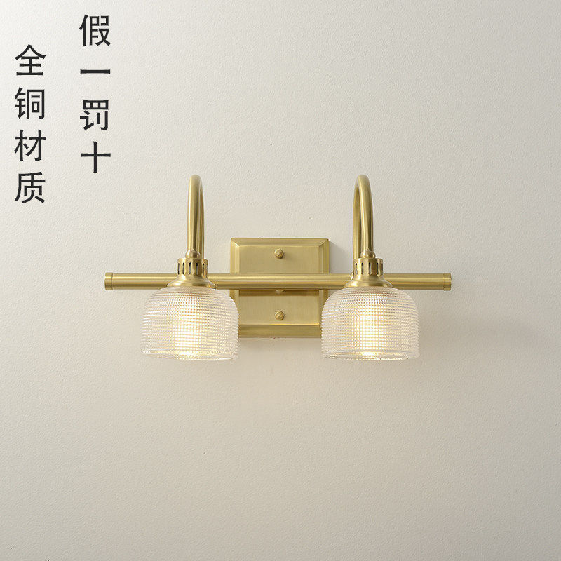 全铜轻奢镜前灯可换灯泡卫生间浴室镜柜专用LED三头镜子灯化妆灯