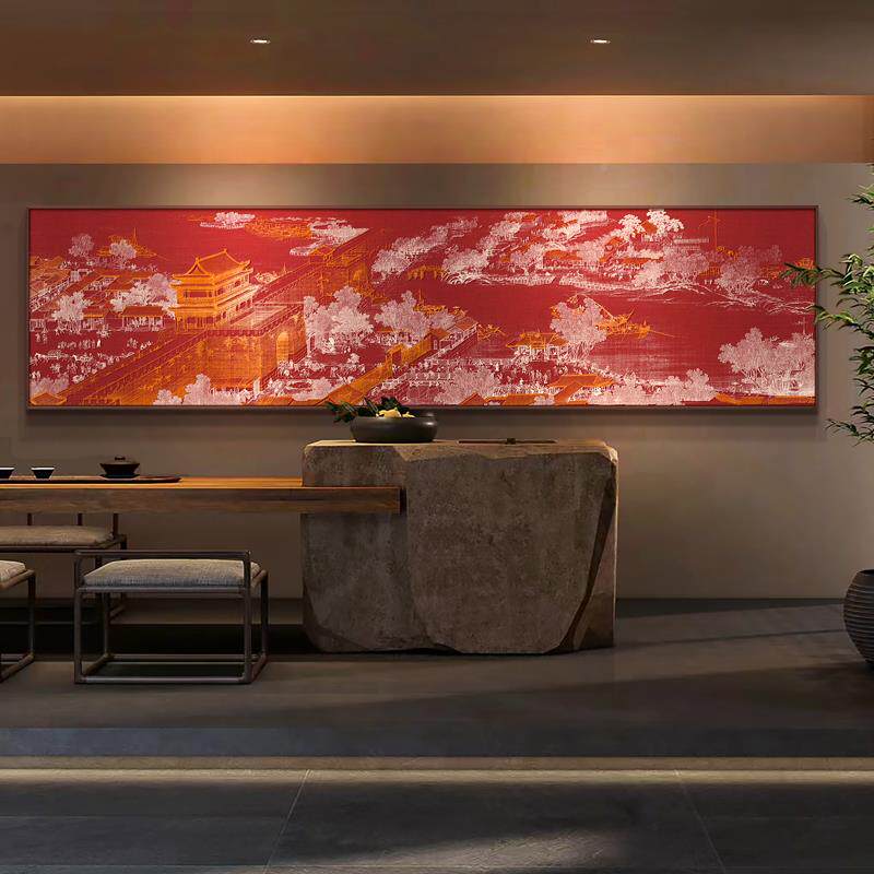 新中式餐馆装明饰X-351店画《清上河图》酒包厢浮雕立餐体画厅横