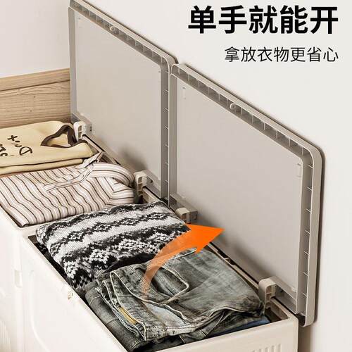 包物邮服收纳箱大容量超大家HE068用衣翻盖整理带轮加厚衣被子专
