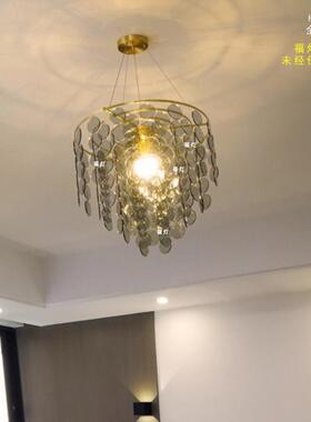 全铜现代红法式28428水奢晶约吊灯简轻美式卧室客厅书房衣帽间网