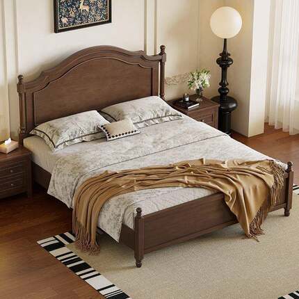 复风美式实木古双人床1.5米1.8LMS米中床古式风法床轻奢婚床主卧