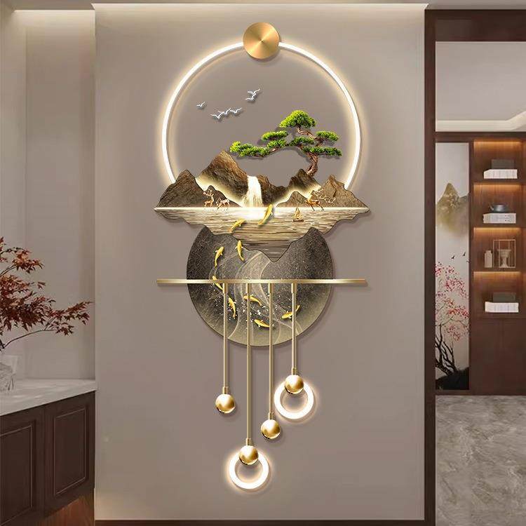 流L水生财玄关装画山水立体E饰D壁灯中新式F979SH6S入户走廊过道