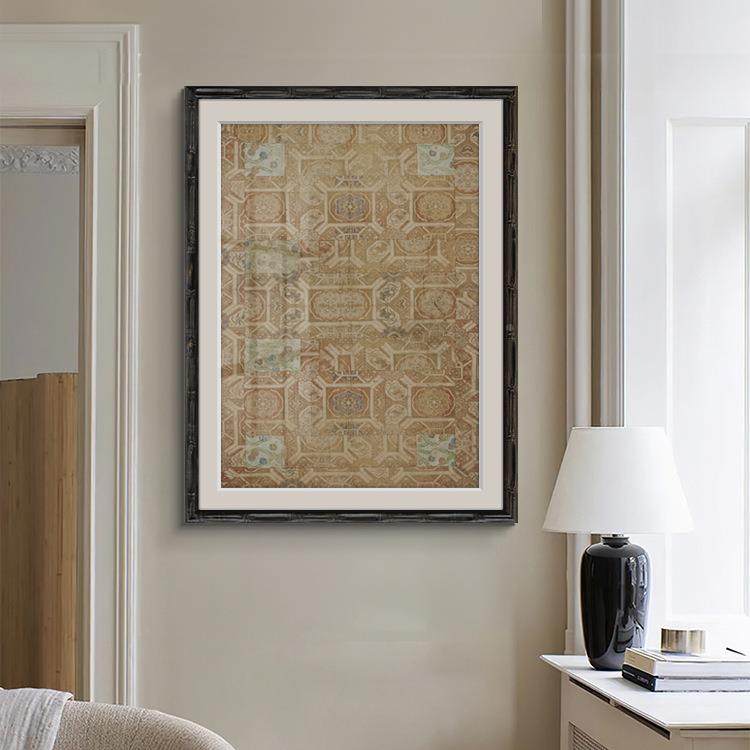 美式玄关装饰画W7纹敦煌饰法式抽象中古画横版南斗柜挂上洋客厅壁